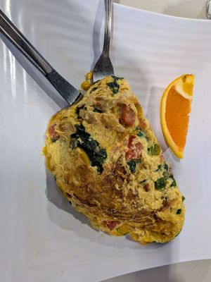 Omelette with all vegetables and vegan cheddar! at Grandma's Ice Cream & Waffles in Rockville