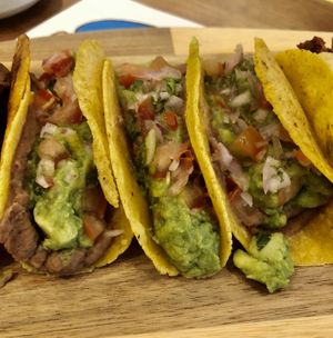 Guac and beans tacos  at La Patrona in Abu Dhabi