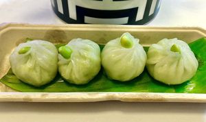 Edamame and truffle dim sum at Moshi in Dubai
