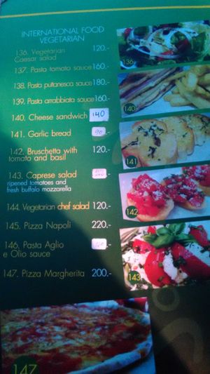 Veg Menu at Sole Mio in Patong