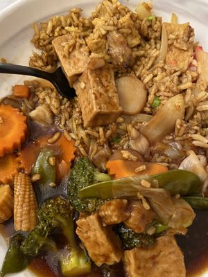 Vegan Von’s Fried Rice and Vegan Pad Pak both with fried tofu   at Von Thai in Eastpointe