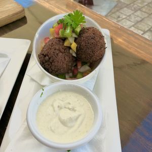 Vegan albóndigas  at La Plaza in Malaga