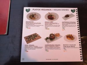 Vegan menu at La Plaza in Malaga