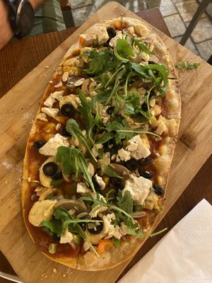 Vegan pizza  at La Plaza in Malaga