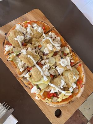 Vegan pizza   at La Plaza in Malaga