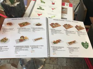 Vegan menu at La Plaza in Malaga