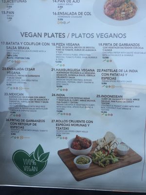 Menu  at La Plaza in Malaga