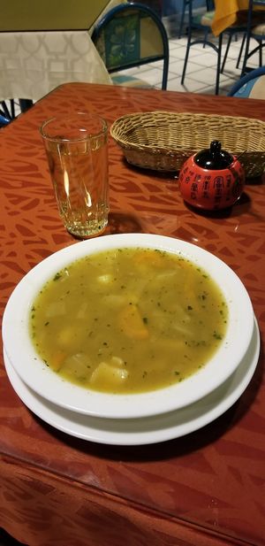 Soup and fragrant water at Lorenabo in Guayaquil