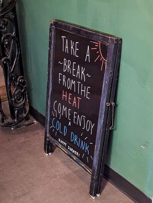 Chalkboard sign at Alchemist Plant Pub  in Boise