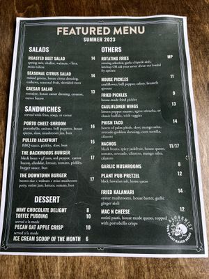 Main menu for summer 2023  at Alchemist Plant Pub  in Boise
