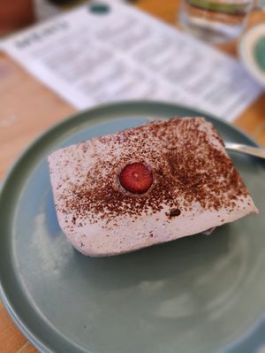 Strawberry tiramisu at PURALMA Vegan Bakery in San Jose