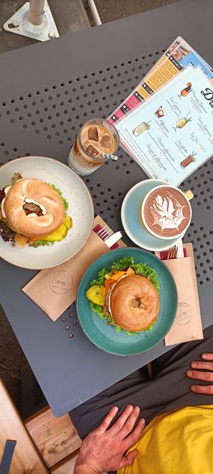 Vegan Bagels, Iced coffee, hot chocolate at Balans Kawy Speciality & Bajgiel in Gdansk