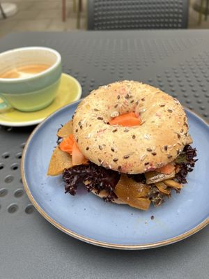 Yummy vegan bagel.  at Balans Kawy Speciality & Bajgiel in Gdansk