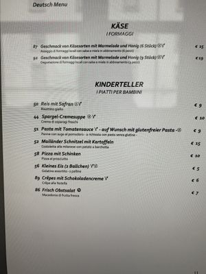 Speisekarte mit veganen Zeichen   at La Pioda in Livigno