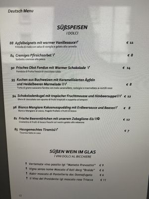 Speisekarte mit veganen Zeichen   at La Pioda in Livigno