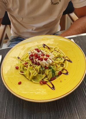 'Give peas a chance' pasta with creamy peas sauce, which my boyfriend really liked despite not liking peas (vegitarian) at Soul Kitchen in Dubrovnik