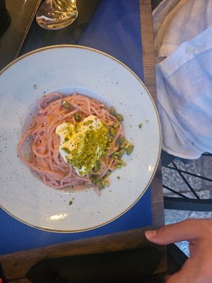 Vegetarian Beetroot Pasta Dish at Soul Kitchen in Dubrovnik