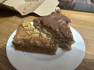 Takeaway Parveen’s cakes. Ras-el-hanout, banana and chocolate. Apple and jamun    at Parveen's in Glasgow