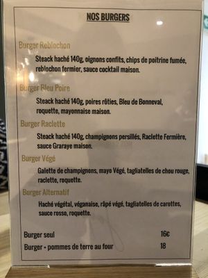 Burger alternatif is vegan, burger végé is just veggie  at Joya in La Plagne-tarentaise