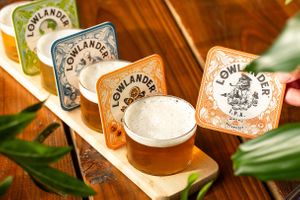 Want to try out different flavors of our botanical brewed beers? Go for one of our beer flights to experience multiple tastes. at Lowlander Botanical Bar & Restaurant in Amsterdam