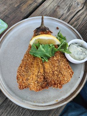Eggplant schnitzel at Lowlander Botanical Bar & Restaurant in Amsterdam