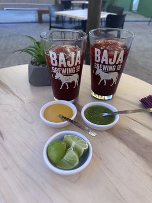Agua de Jamaica and salsas  at The Forward Thinking Eatery in San Jose Del Cabo