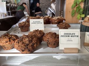 Chocolate zucchini muffinns  at Kits Beach Coffee in Vancouver