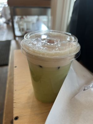 Strawberry Matcha Lattee  at Kits Beach Coffee in Vancouver