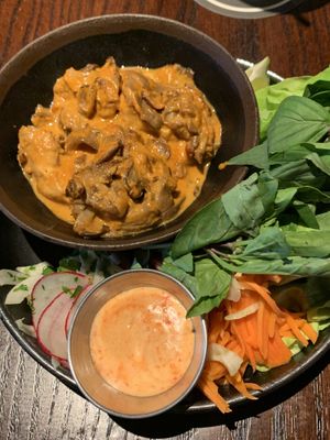 Vegan oyster mushroom lettuce wraps  at Puttshack   in Oak Brook