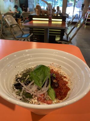 Mamera is KBC’s signature dish Soymilk Ramen and here’s the Italian version! at Kick Back Cafe in Tokyo