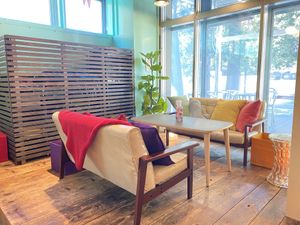 Kick back cafe’s comfortable seating :) at Kick Back Cafe in Tokyo