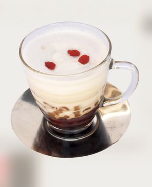 Homemade tapioca with almond milk.  Amazake (fermented rice drink) flavor. at Kick Back Cafe in Tokyo