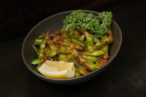 Spicy Garlic Edamame at Niku Nashi Sushi in Los Angeles