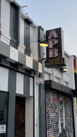 This is the front of the building that houses the bar APB.  at Niku Nashi Sushi in Los Angeles