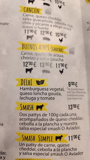 Carta at O Aviador Burgers in Ourense