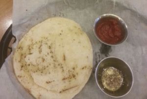 Bread comes with dinners at Falafels in Bloomington