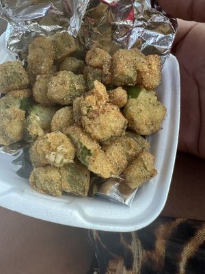 Fried okra   at 2 Phat Vegans in New Orleans