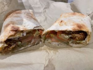 Crabby Patty served as a wrap  at 2 Phat Vegans in New Orleans