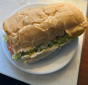 Hot Sausage Poboy with cheese   at 2 Phat Vegans in New Orleans