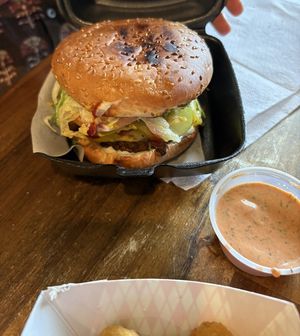 Bacon cheeseburgerr  at 2 Phat Vegans in New Orleans