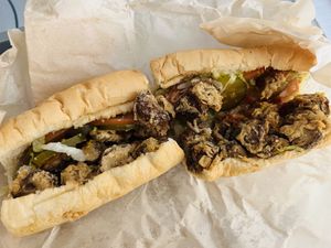 Fried mushroom 🍄‍🟫 Poboy  at 2 Phat Vegans in New Orleans