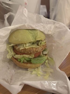 vegan green burger   at Mos Burger - JR Hiroshima Station in Hiroshima
