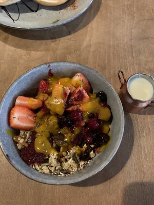 Vegan used granola bowl - no vegan yoghurt, so a bit sweet m, but yummy!   at The Cosy Cafe in Hay-on-wye