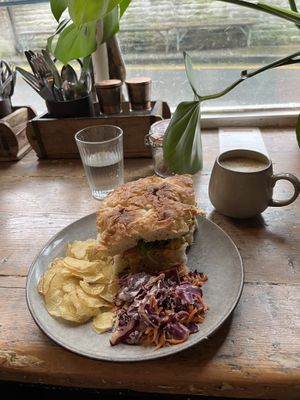 Coronation Chickpea and Lime sandwich   at The Cosy Cafe in Hay-on-wye
