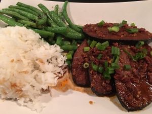 Boba House Blackened "Tuna" - so delicious! at Boba House in Greensboro