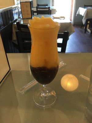 This is the passionfruit boba.
More fruity than creamy.  at Boba House in Greensboro