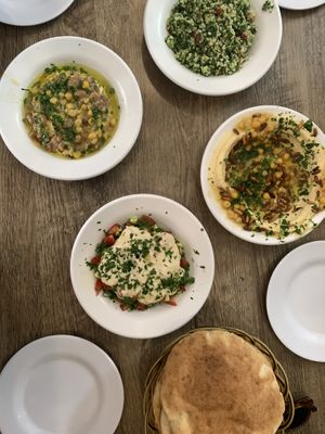 Hummus, Tabouleh & arabic salad   at Lina in East Jerusalem