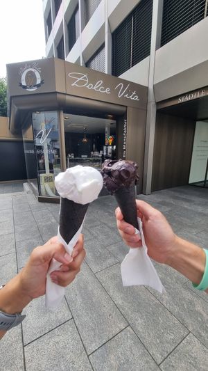 Lemon Vegan Icecream & Dark Choc Vegan Icecream at Dolce Vita in Vaduz