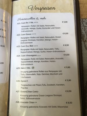 Menu   at Vinavegana in Vienna