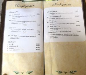 Menu   at Vinavegana in Vienna